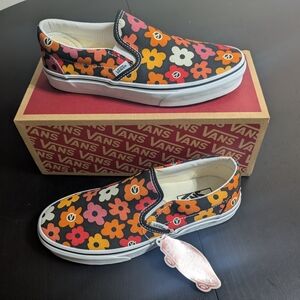 Vans Classic Slip-On Shoes - Black And Floral - New In Box
